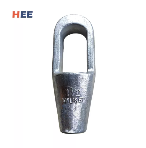 Prise de Spelter ferm&eacute;e con&ccedil;ue pour les connexions de corde m&eacute;tallique s&eacute;curis&eacute;es et permanentes, id&eacute;ale pour les applications en service lourd